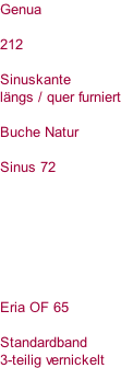 Genua  212  Sinuskante längs / quer furniert  Buche Natur  Sinus 72        Eria OF 65  Standardband  3-teilig vernickelt